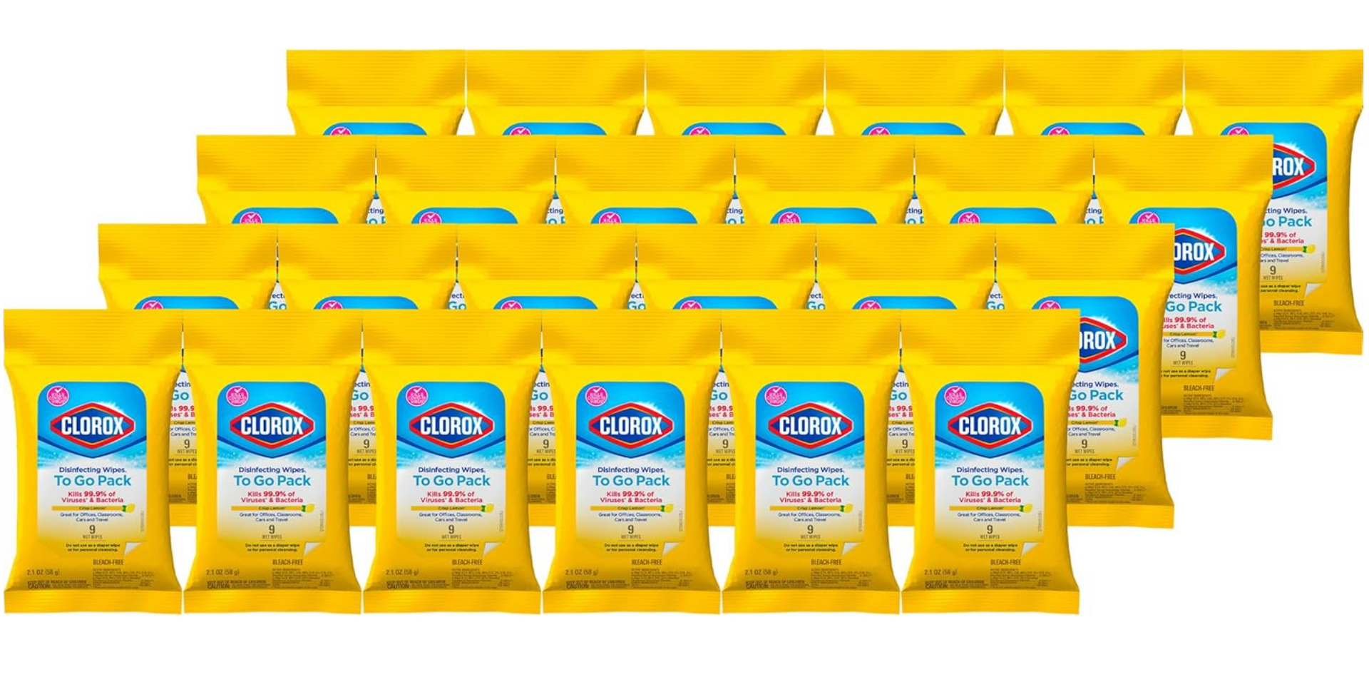 Clorox Disinfecting Wipes On The Go Wipes, Crisp Lemon, 9 Count